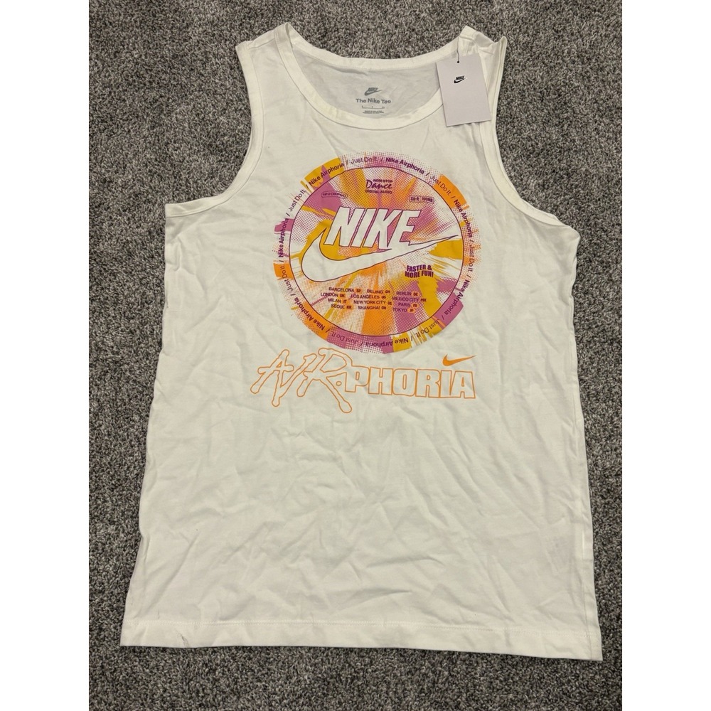 Men's The Nike‎ Airphoria DANCE Just Do it Tank Top NWT White Size Small Cotton